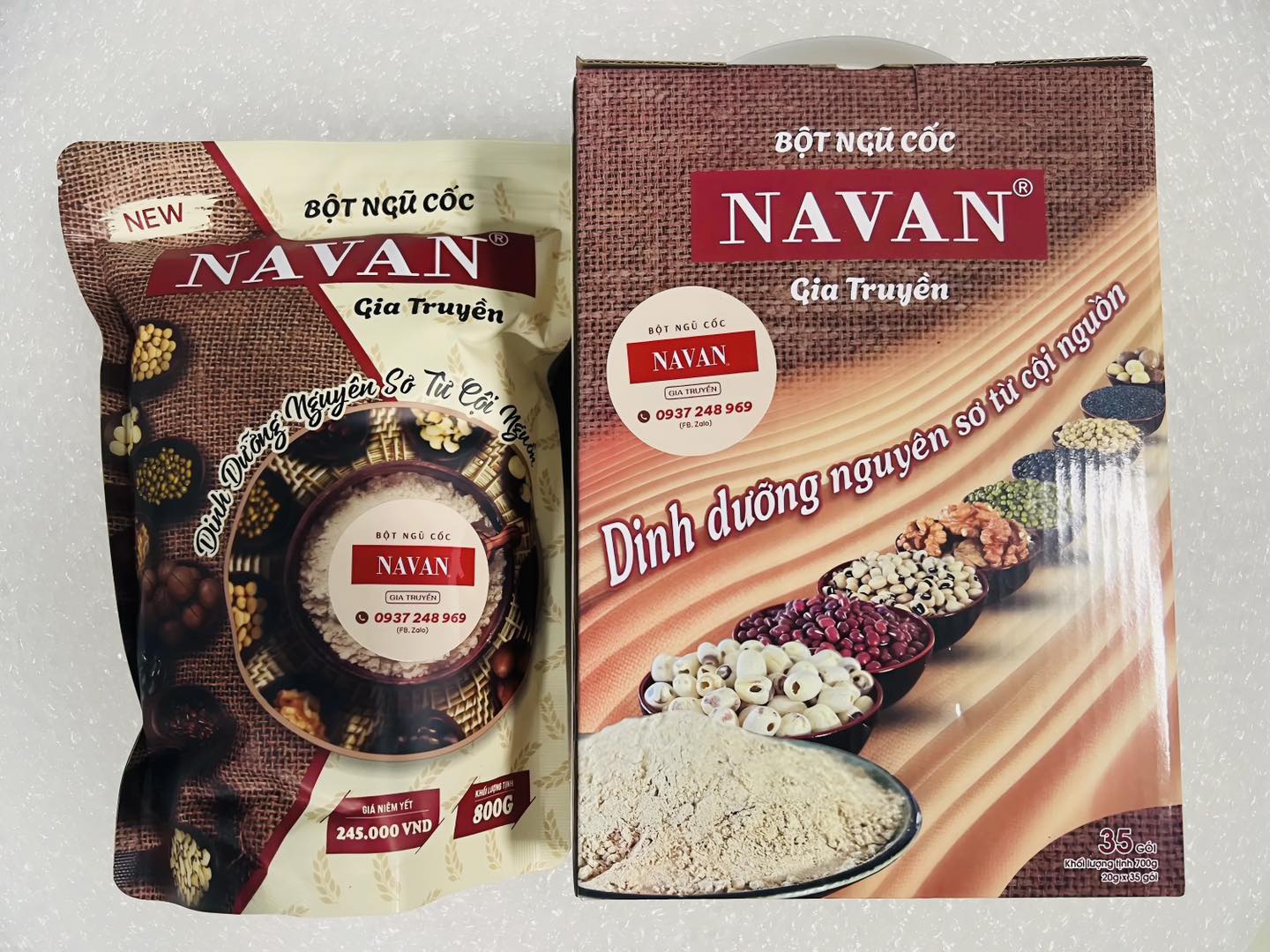 NAVAN - Bột Ngũ Cốc 9 Loại Hạt Gia Truyền (Hộp 35 gói )